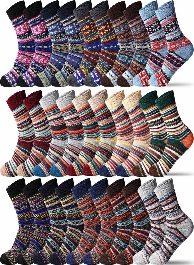 Vabean 30 Pairs Women's Wool Socks Thick Women Vintage Warm Comfortable Socks for Festival Gifts - Image 1