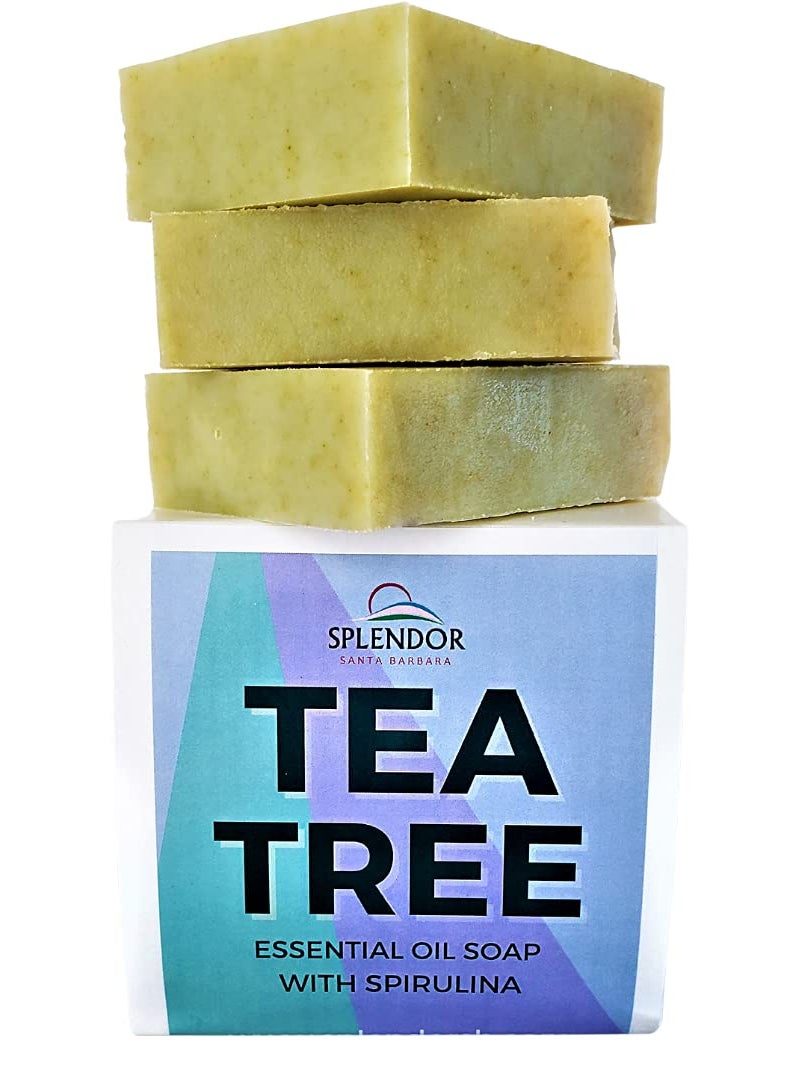 Splendor Santa Barbara - Splendor Tea Tree Coconut Oil Soap Bars with ORGANIC SPIRULINA 3 BarsBox Handmade Vegan Natural Moisturizing for Hand Body and Face - Image 1