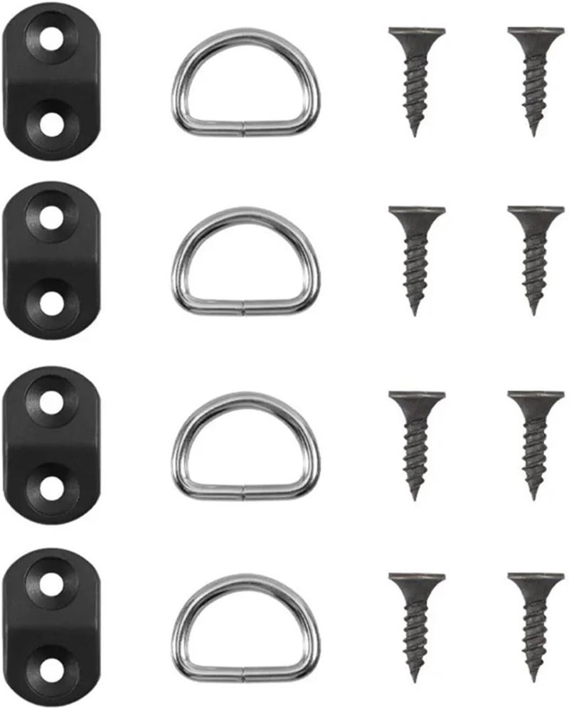 D-Ring Tie Downs Anchor 8 Pieces of Car Cargo Compartment Net Base Hook Accessories, Ring-Shaped Hanging Rings, Flat Screen Fixing Devices - Image 1