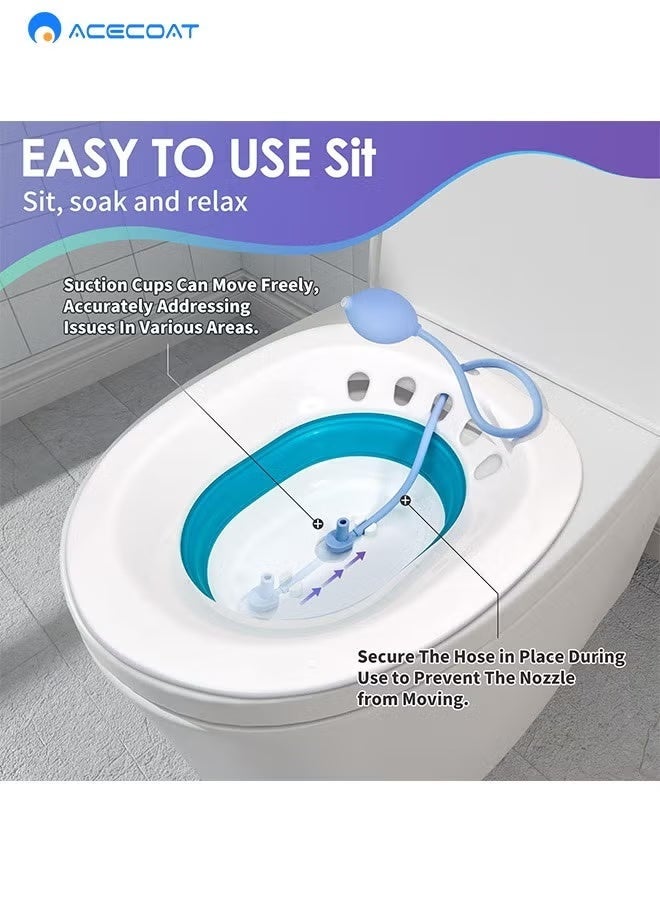 ACECOAT Sitz Bath, Sitz Bath for Hemorrhoids, Sitz Bath for Toilet Seat, Postpartum Care, Steam Seat for Women, Collapsible, Flusher Hose, Drain Holes, Wider Seating Area, Deeper Bowl - Image 5