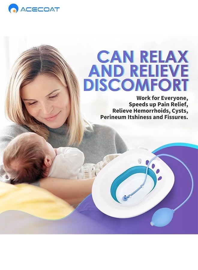 ACECOAT Sitz Bath, Sitz Bath for Hemorrhoids, Sitz Bath for Toilet Seat, Postpartum Care, Steam Seat for Women, Collapsible, Flusher Hose, Drain Holes, Wider Seating Area, Deeper Bowl - Image 3