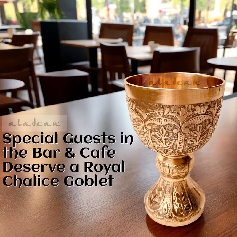 ALADEAN Medieval Goblet Lord's Vintage Chalice | 1x Solid Brass Royal Wine Cups - Renaissance Vintage Goblet Gifts Birthday Christmas Wedding Anniversary Ceremonial Wine Drinkware 1pc Pack (Lord's Chalice) - Image 5