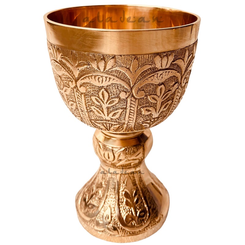 ALADEAN Medieval Goblet Lord's Vintage Chalice | 1x Solid Brass Royal Wine Cups - Renaissance Vintage Goblet Gifts Birthday Christmas Wedding Anniversary Ceremonial Wine Drinkware 1pc Pack (Lord's Chalice) - Image 1