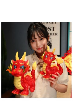 XiuWoo Chinese Dragon Plush Mascot Dragon Stuffed Animals Toys 11 Inch 2024 Chinese New Year Zodiac Dragon Plush Toy Chinese New Year Gift Home Decoration Spring Festival Ornaments(Red)  - Image 3