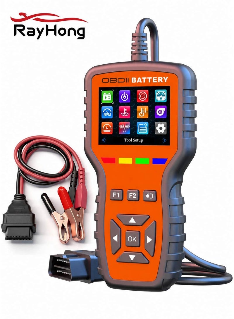 RAYHONG 2-in-1 OBD2 Car Scanner and Battery Tester, Automotive Fault Code Reader and DIY Diagnostic Tool for Check Engine, 6V/12V/24V Lead-Acid Battery Tester, Read and Clear Codes, Safety on 2008+ Vehicles - Image 1