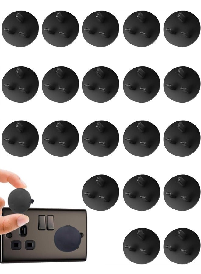 20 Pcs Baby Proofing UK Plug Socket Cover Plug Covers,Child Safety Electrical Socket Covers,Child Proof Electrical Plug Protectors for Child Baby Home and School, Black  - Image 1