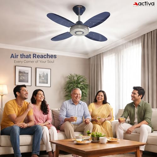 ACTIVA ORNET 600mm Ceiling Fan, 850 RPM High Speed Air Delivery with 4 Blades, Anti-Dust Coating, 2 Years Warranty - Silver Blue - Image 4