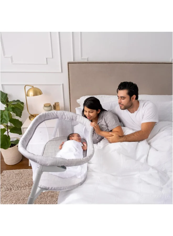 Halo Baby Flex Bassinest, Adjustable Travel Bassinet, Easy Folding, Lightweight With Mattress And Carrying Bag, Heather Weave