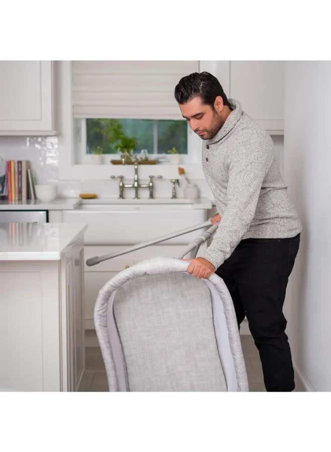 Halo Baby Flex Bassinest, Adjustable Travel Bassinet, Easy Folding, Lightweight With Mattress And Carrying Bag, Heather Weave