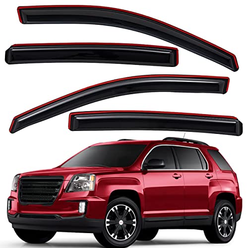 Lightronic Extra Durable Clip-on in-Channel Auto Vent Window Visor, Fits 2010-2017 GMC Terrain, UV Protection Rain Guard, Original Wind Deflector, No-Drill Easy Install, Dark Smoke, 4-Pcs - Image 1