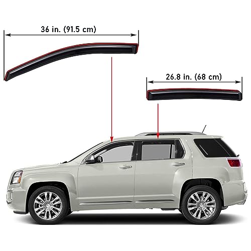 Lightronic Extra Durable Clip-on in-Channel Auto Vent Window Visor, Fits 2010-2017 GMC Terrain, UV Protection Rain Guard, Original Wind Deflector, No-Drill Easy Install, Dark Smoke, 4-Pcs - Image 2