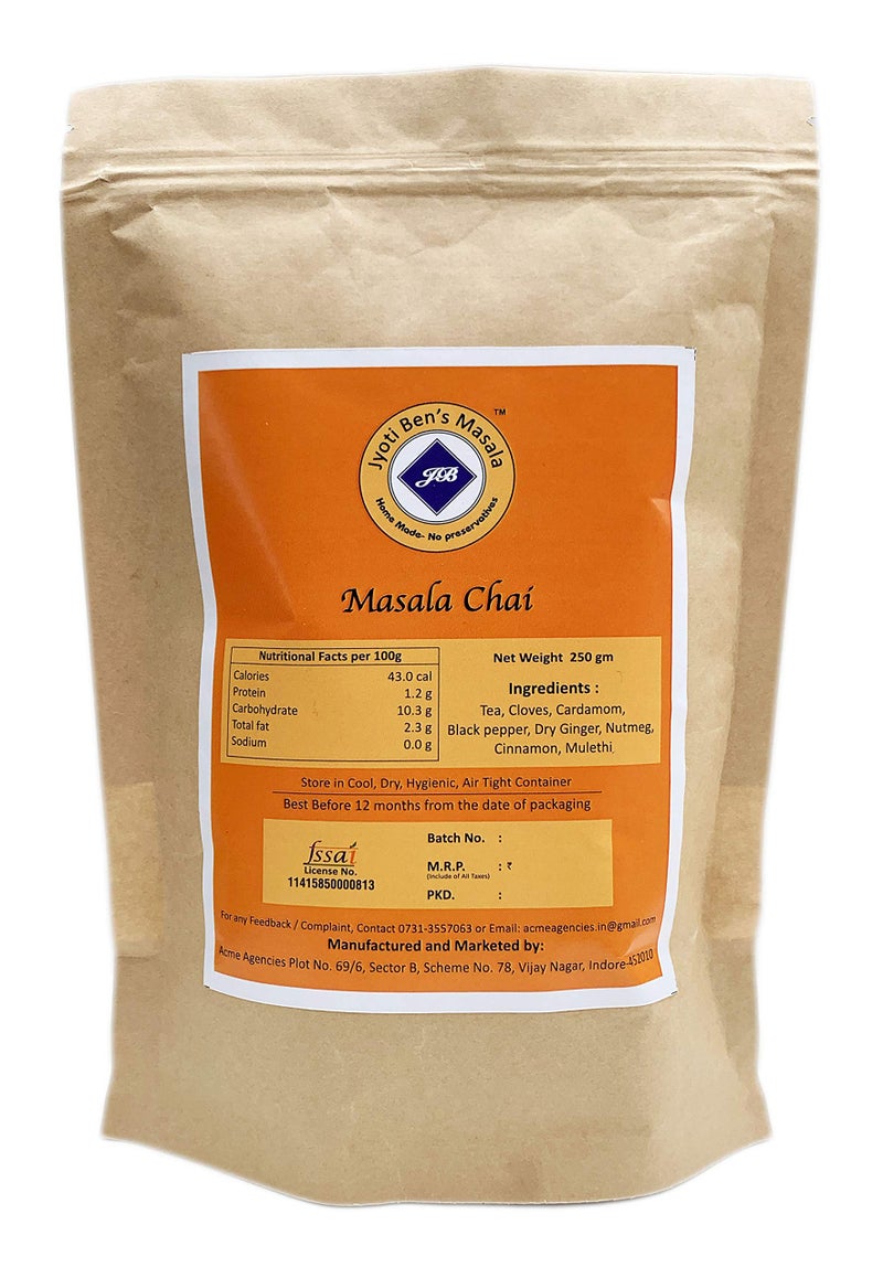 Jyoti Ben's Masala Chai 250 gm (Aromatic Blend of finest black CTC Tea infused with Spices like Ginger, Cardamom, Cloves, Black Pepper, Mulethi and Cinnamon) - Image 2