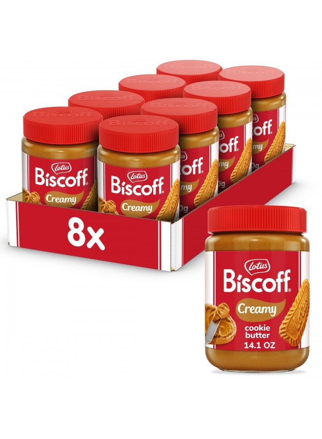 Lotus Lotus Biscoff, Cookie Butter Spread, Creamy, non GMO + Vegan, 14.1 oz, Pack of 8 - Image 1
