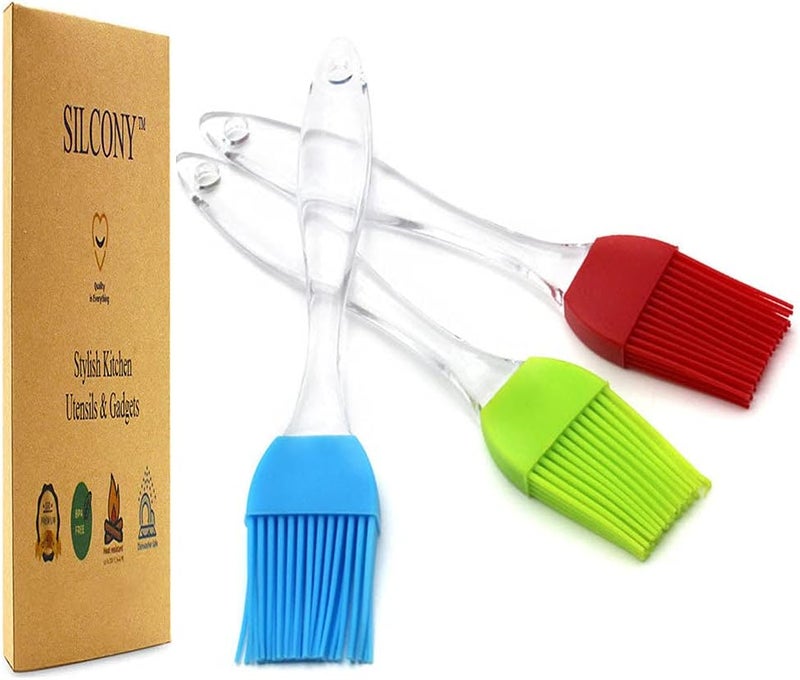 Silcony 7" Silicone Basting Pastry Brush - Perfect for Oil Butter Spread, Marinades, Baste, BBQ, Grill, Cooking - BPA Free, Food Grade Material, Dishwasher Safe (3, 7 Inches) - Image 1