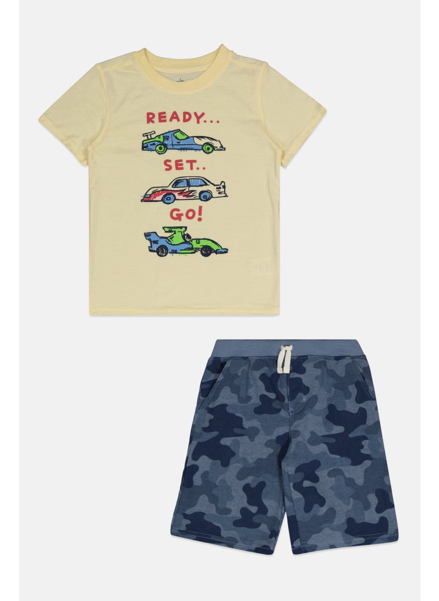 Kids Headquarters - Kids Boy 2 Piece Graphic Print T-Shirt And Shorts Set, Multicolor - Image 1