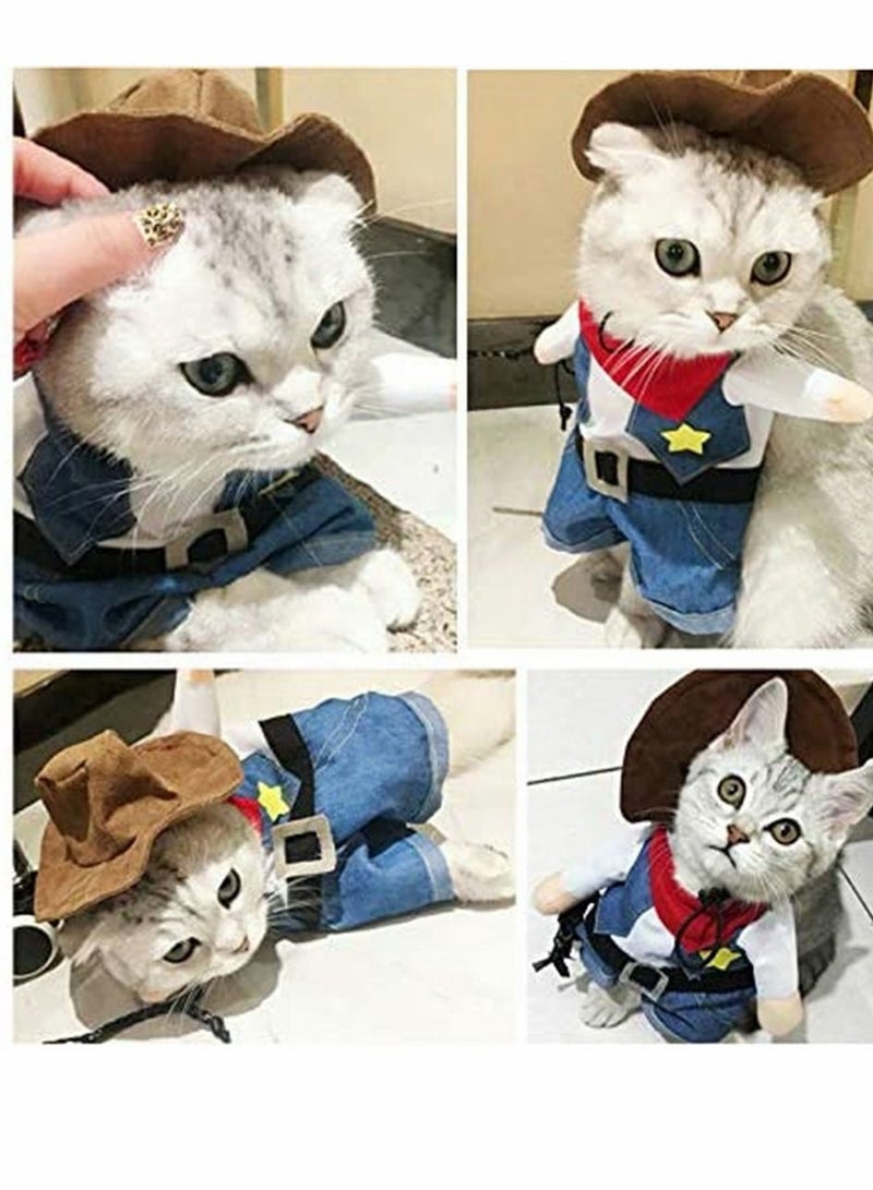 SYOSI Pet Dog Cat Halloween Costumes, the Cowboy for Party Special Events Costume, West Cowboy Uniform with Hat, Cosplay Funny Apperal, Pet Cowboy Outfit Clothing for Small Dog and Cat (M) - Image 5