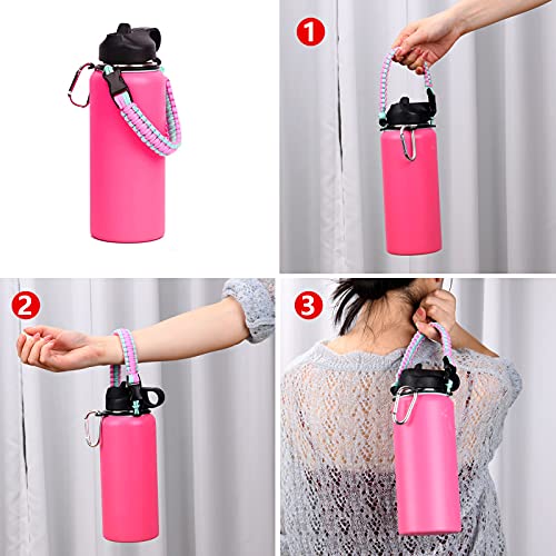 Wongeto Paracord Handle with Shoulder Strap,Compatible with Hydro Flask Wide Mouth Water Bottles 12oz - 64 oz (Not Compatible for The New Hydro Flask 2.0),Bottle Strap for Walking Camping (Pink) - Image 4