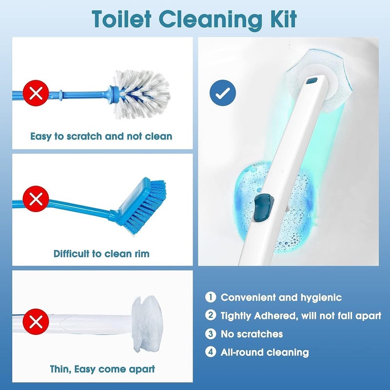 Oenza Disposable Toilet Brush With Holder And 8 Refills For Deep Cleaning And Hygienic Bathroom Maintenance, White - Image 4