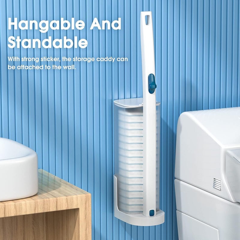 Oenza Disposable Toilet Brush With Holder And 8 Refills For Deep Cleaning And Hygienic Bathroom Maintenance, White - Image 2