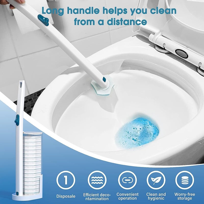 Oenza Disposable Toilet Brush With Holder And 8 Refills For Deep Cleaning And Hygienic Bathroom Maintenance, White - Image 5