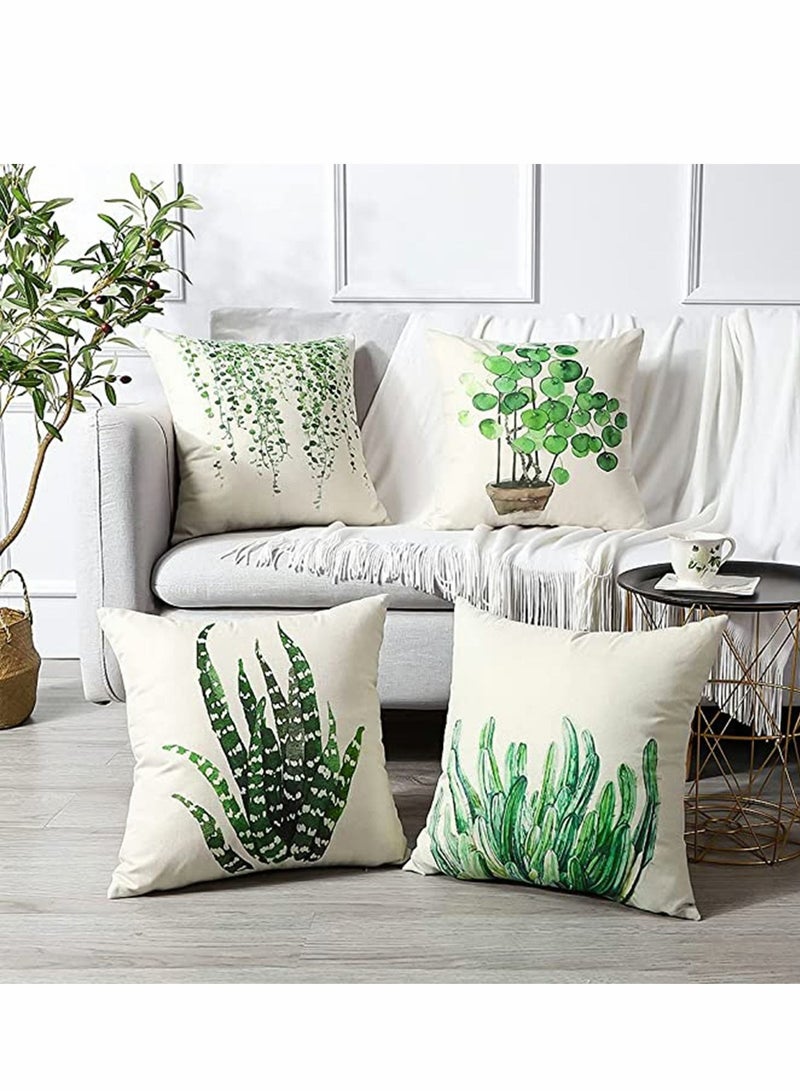 كابتن تيك Pillows Set of 4 Decorative Throw Pillow Covers 45 x 45 cm, Green Leaf Waterproof Cushion Covers, Outdoor Cushion Cover Decorative Couch Pillows - Image 2