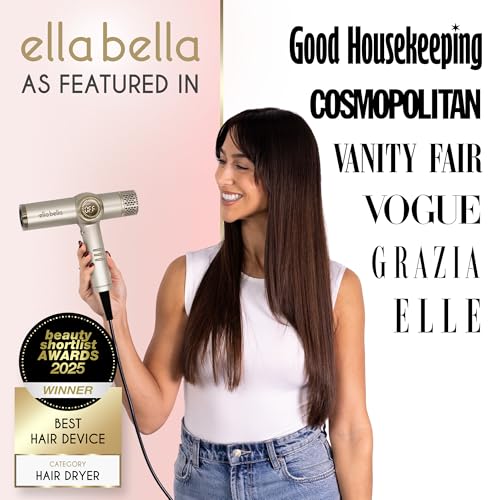 ELLA BELLA® Professional Ionic Hair Dryer with Diffuser • Negative Ion Blow Dryer • Suitable All Hair Types • Intelligent Heat Control & Rapid Drying Speeds • Lightweight Design • Low Noise Technology - Image 3