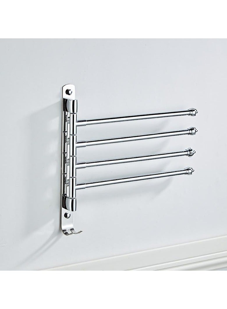 Loquat Wholesale Bathroom Hardware Stainless Steel Towel Rack Rotating Towel Bar Bath Towel Holder Wall Mounted No Drill(5052C-4 Chrome-Plated Adjustable Four-Bar Linkage) 