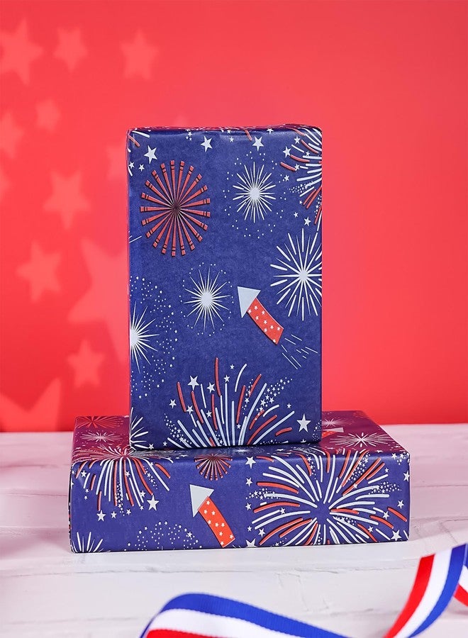 LeZakaa 25 Sheets Independence Day Tissue Paper – Fireworks Red White Blue Gift Wrapping Tissue, Patriotic 4th of July Party Supplies for Gift Bags, Boxes, Crafts – 19.7 × 27.6 Inches - Image 3