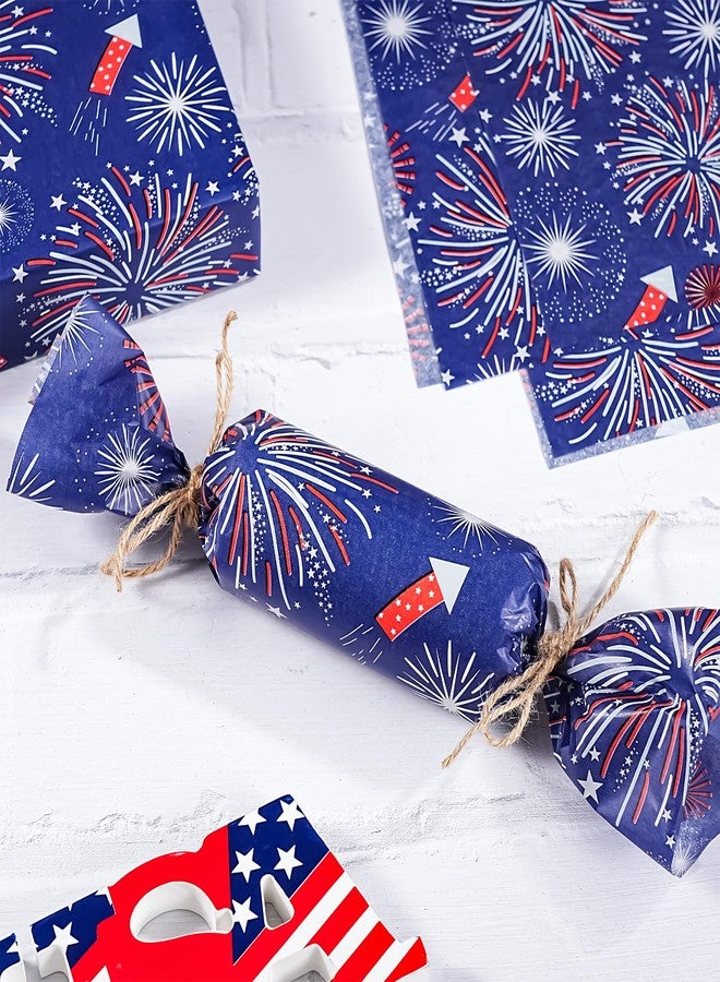 LeZakaa 25 Sheets Independence Day Tissue Paper – Fireworks Red White Blue Gift Wrapping Tissue, Patriotic 4th of July Party Supplies for Gift Bags, Boxes, Crafts – 19.7 × 27.6 Inches - Image 2