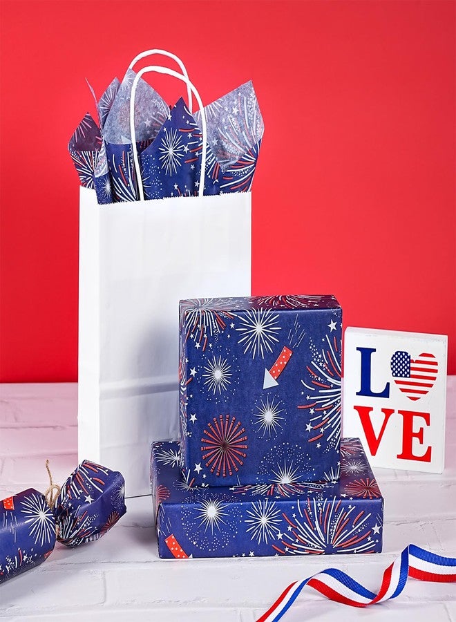LeZakaa 25 Sheets Independence Day Tissue Paper – Fireworks Red White Blue Gift Wrapping Tissue, Patriotic 4th of July Party Supplies for Gift Bags, Boxes, Crafts – 19.7 × 27.6 Inches - Image 4