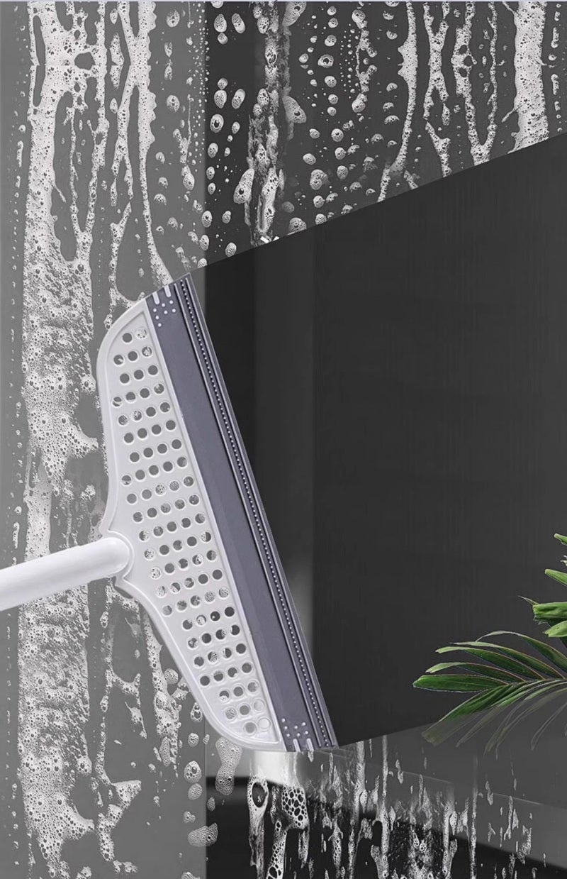 Multi-Functional Silicone Broom 135 Cm Long Pole 180° Swivel Head - Pet Hair Removal Cleaning Tool for Bathroom Wooden Floors Various Surfaces - Image 3