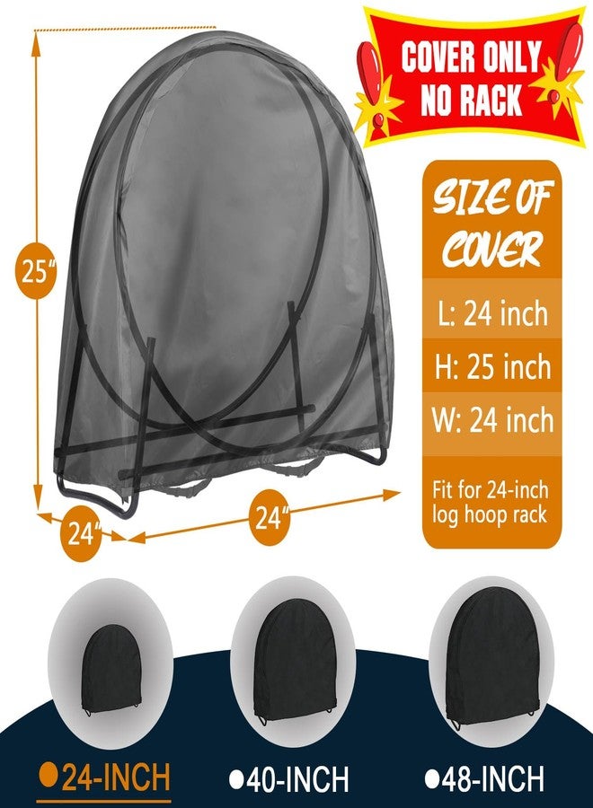 IC ICLOVER Firewood Log Hoop Cover, 24 Inch Outdoor Heavy Duty 420D Oxford Waterproof and Weather Resistant Patio Log Rack Cover,Wood Polyester Fabric Storage Holder Cover with Zipper - Image 2
