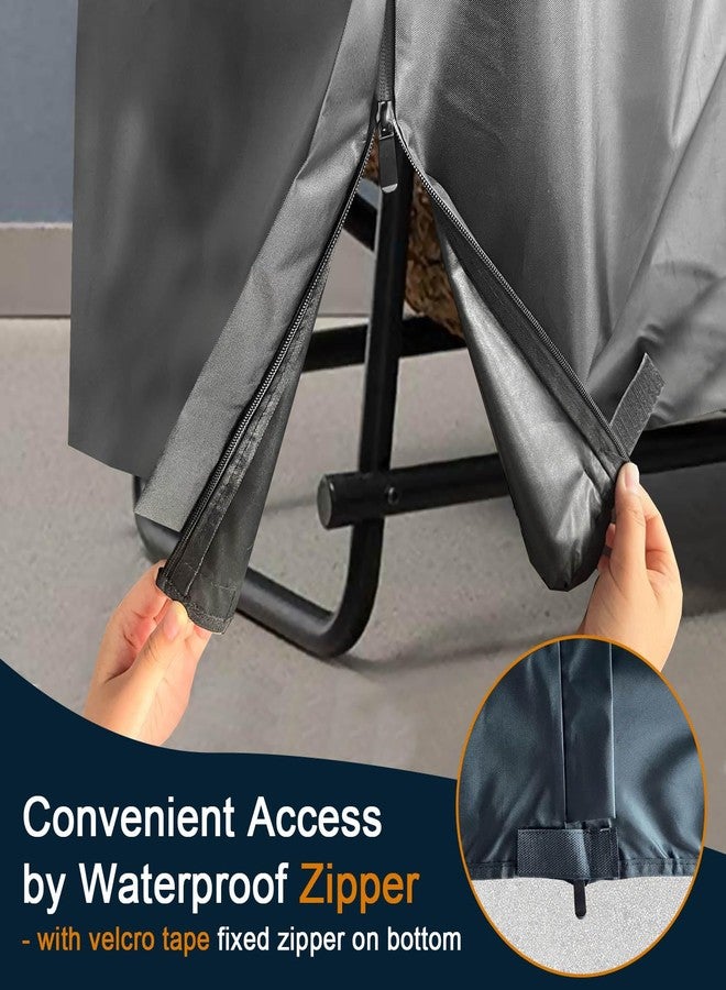 IC ICLOVER Firewood Log Hoop Cover, 24 Inch Outdoor Heavy Duty 420D Oxford Waterproof and Weather Resistant Patio Log Rack Cover,Wood Polyester Fabric Storage Holder Cover with Zipper - Image 4