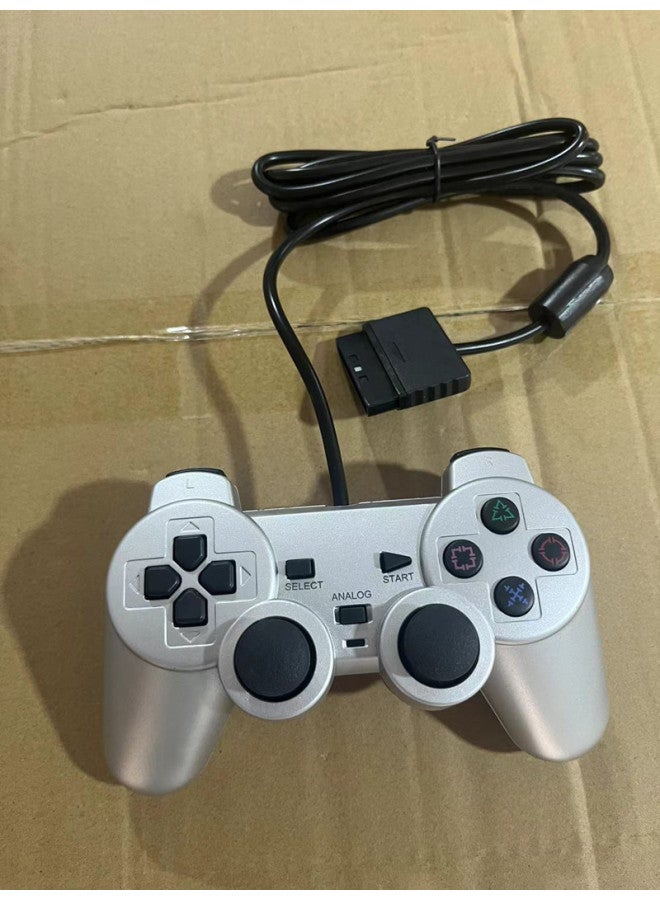 Source PS2 Handle Ps2 Wired Gamepad Dual Vibration Transparent Color P2 Snowflake Handle-Product Color:silver (bare Metal)  - Image 1