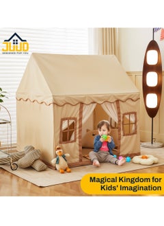 Juud Large Kids Tent House with Star Lights,2 Flags Toddler Play Tent for Girls & Boys Age 3-10 Perfect for Birthday Party Decorations & Kids Room Playtime Indoor & Outdoor Princess Castle  - Image 1