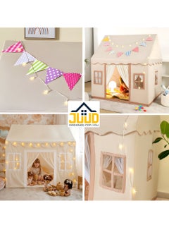 Juud Large Kids Tent House with Star Lights,2 Flags Toddler Play Tent for Girls & Boys Age 3-10 Perfect for Birthday Party Decorations & Kids Room Playtime Indoor & Outdoor Princess Castle  - Image 5