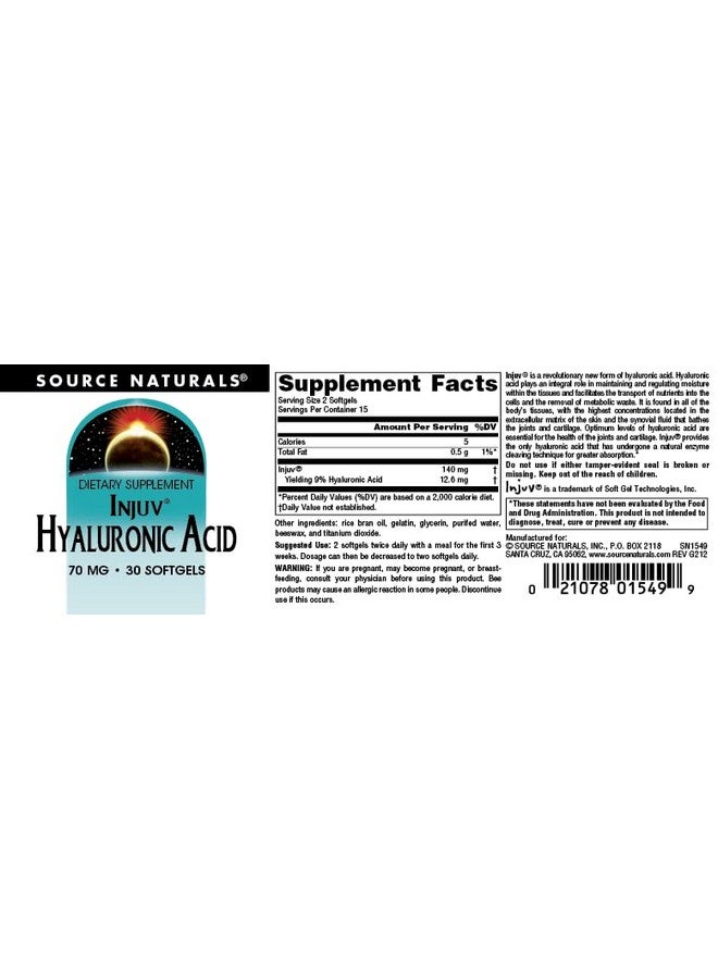 Source Naturals Hyaluronic Acid Injuv 70mg - 30 Softgels - Image 4