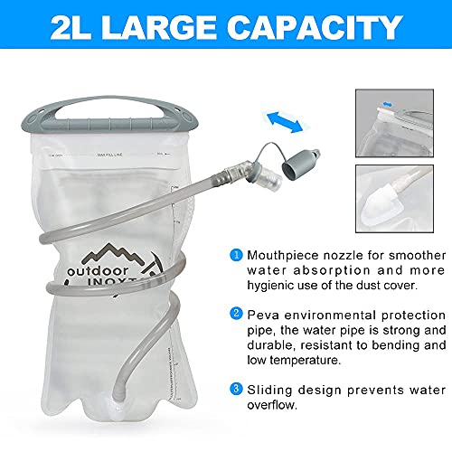 INOXTO Hydration Pack Backpack，18L Hydration Pack Lightweight Water Backpack with 2L Water Bladder Bag Daypack for Hiking Running Cycling Camping for Women Men Kids (Blue) - Image 4