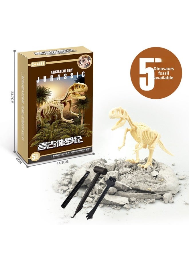 Archaeological Mining Toys Dinosaur Fossil Gem Treasure Hunting Mermaid Children's Handmade DIY Production Treasure Collection Toys-Color:Large Raptor Field Mining Version Without Box Tools