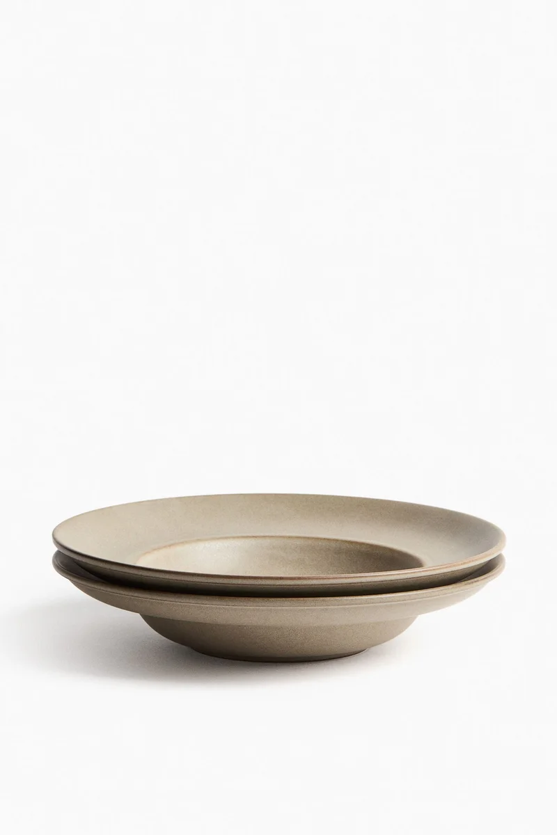 اتش اند ام طقم صحون عميقة بطلاء تفاعلي من قطعتين