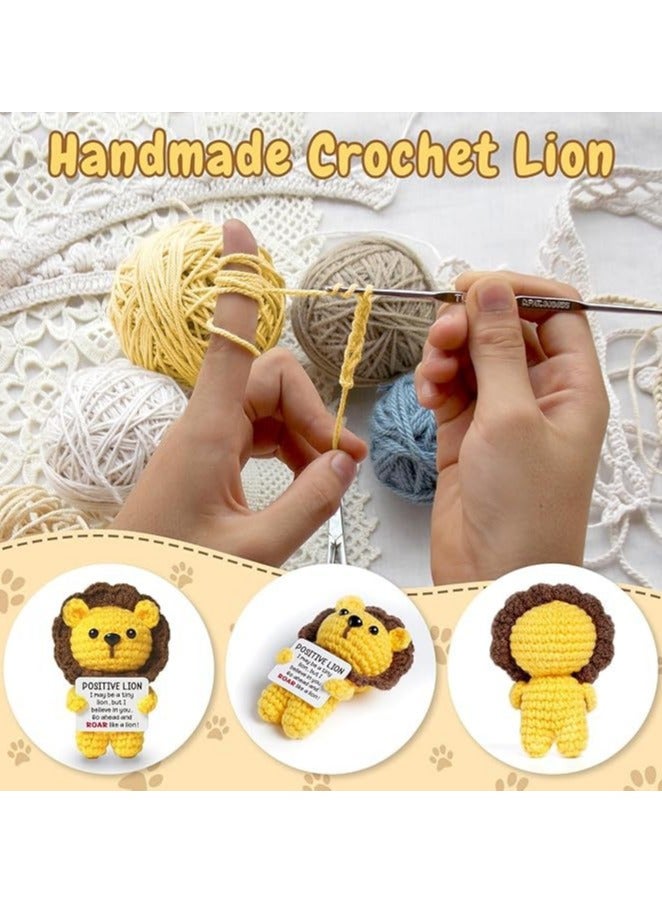 general Handmade Positive Crochet Lion - Emotional Support Plush Ornament, Cute Soft Yarn Lion Decor for Kids/Stress Relief, Birthday Gift - Image 4