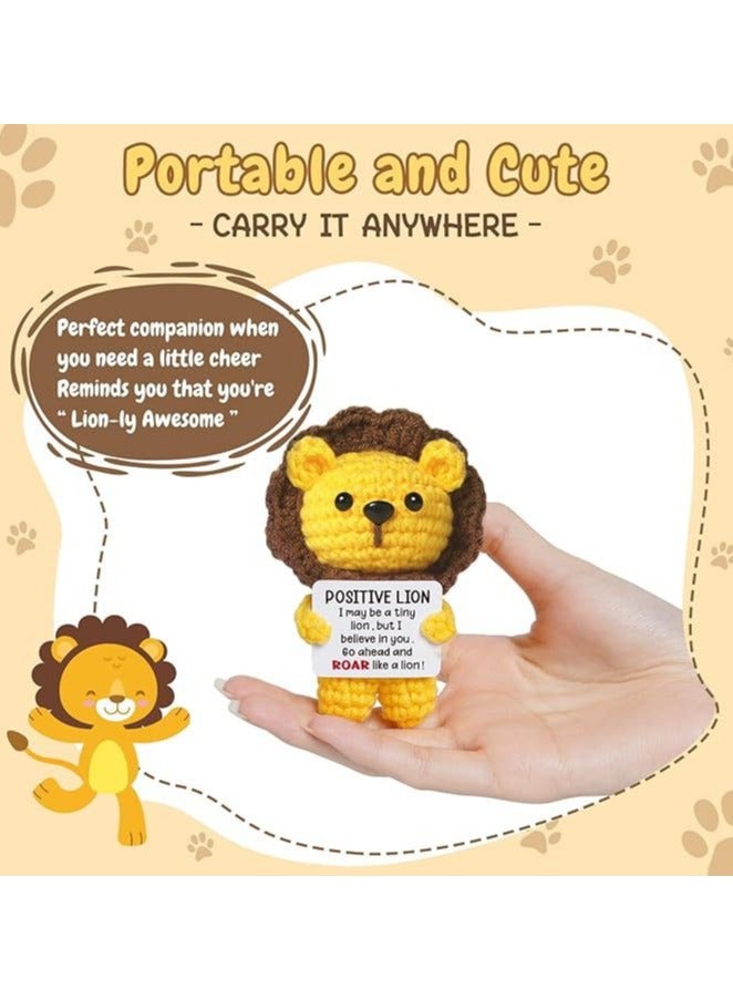 general Handmade Positive Crochet Lion - Emotional Support Plush Ornament, Cute Soft Yarn Lion Decor for Kids/Stress Relief, Birthday Gift - Image 3