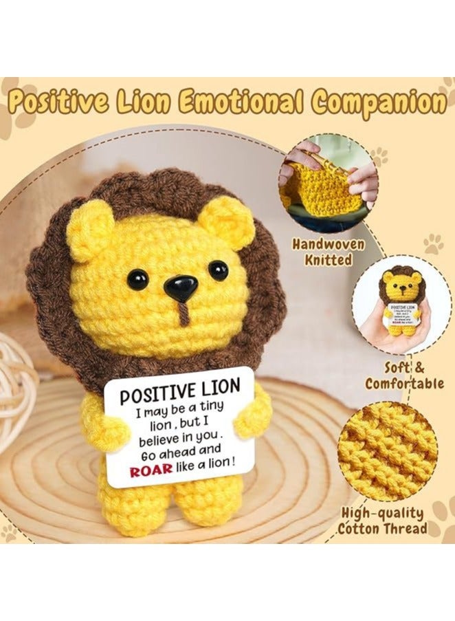 general Handmade Positive Crochet Lion - Emotional Support Plush Ornament, Cute Soft Yarn Lion Decor for Kids/Stress Relief, Birthday Gift - Image 2