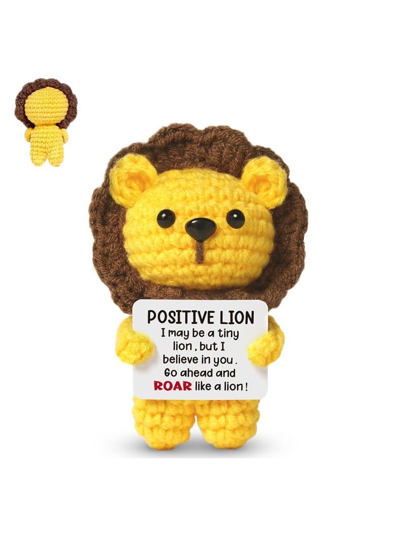 general Handmade Positive Crochet Lion - Emotional Support Plush Ornament, Cute Soft Yarn Lion Decor for Kids/Stress Relief, Birthday Gift - Image 1