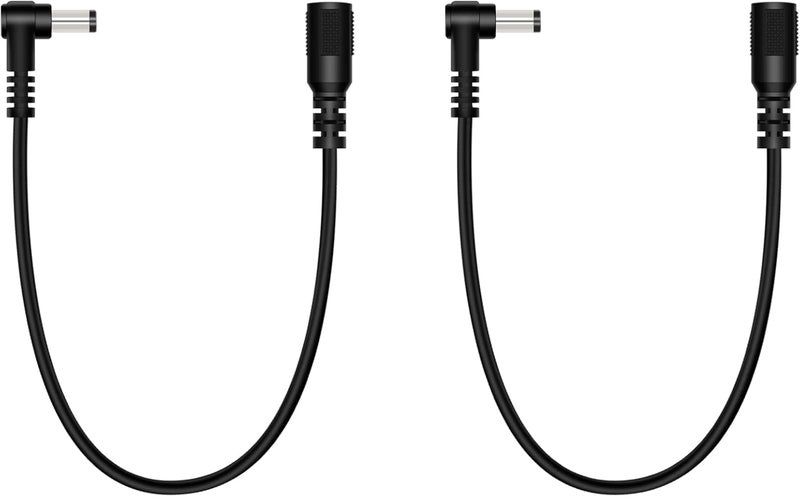 Fancasee 2 Pack 5.5mm x 2.1mm DC Power Extension Cable 90 Degree Right Angle Male to Female Plug Jack Extension Cord for IP Camera CCTV Security Camera Surveillance LED - Image 1