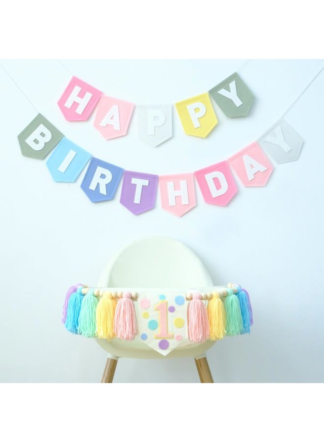HODIHIWI Macaron Happy Birthday Banner Pastel Colorful Birthday Decorations for Women Girls Boys Men Pets Handmade Party Backdrop - Image 5