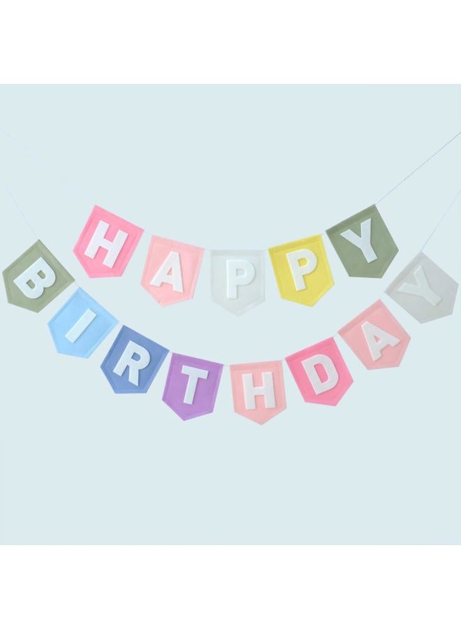 HODIHIWI Macaron Happy Birthday Banner Pastel Colorful Birthday Decorations for Women Girls Boys Men Pets Handmade Party Backdrop - Image 4