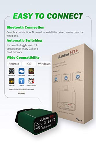vgate vLinker FD Plus OBD2 Adapter Bluetooth BLE Scanner for FORScan, Work with iPhone, Android, and Windows - Image 4