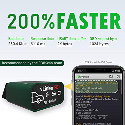 vgate vLinker FD Plus OBD2 Adapter Bluetooth BLE Scanner for FORScan, Work with iPhone, Android, and Windows - Image 2