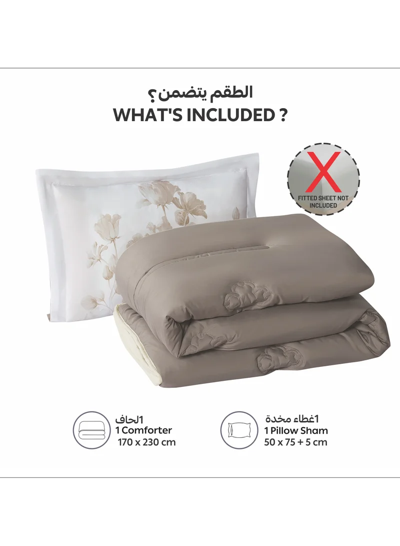 Donetella Bedding Comforter Set, Single Size 170x230 cm - 2-Pcs Digital Print Quilted Bed Set, Microfiber Fabric - 1 Comforter And  1 Pillow Sham